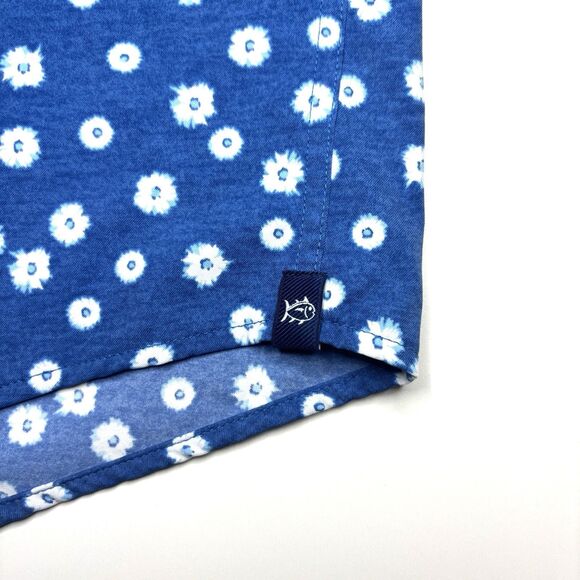 Southern Tide Performance Blue Floral Men's S Button Down Short Sleeve Shirt New - Picture 6 of 8